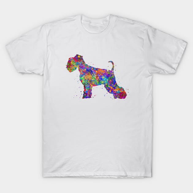 Schnauzer dog watercolor T-Shirt by Yahya Art